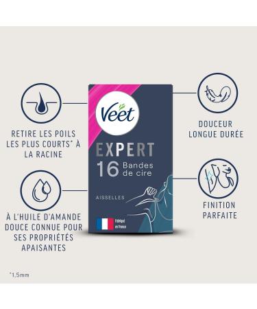 Veet Expert - 16 Strips of Cold Underarm Wax - Sensitive Skin - Perfect Finish - Long Lasting Hair Removal - Buy Online on GoSupps.com