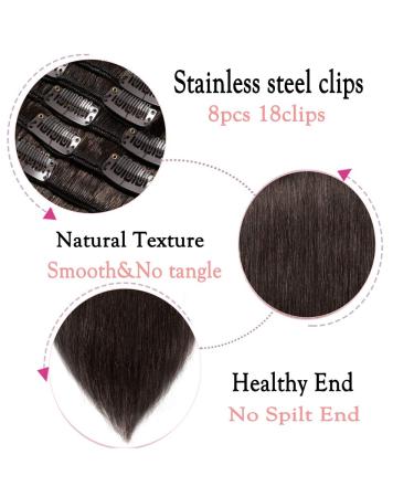 100% Remy Human Hair Clip-In Extensions - 100g 45cm Dark Brown (#2) - International Shipping - Buy Online on GoSupps.com