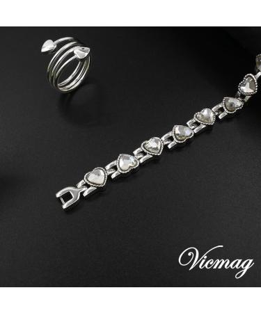 Vicmag Women's Magnetic Bracelet - Titanium Steel Ultra Strength with Heart Crystal | Gift & Removal Tool Included - Buy Online on GoSupps.com