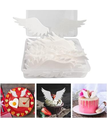 Hpory Cake Topper 60 Pcs Edible White Wings Cupcake Toppers Glutinous Rice Paper Happy Birthday Cake Toppers Angel Wings Cake Decorations for Birthday Wedding Celebration Party - Buy Online on GoSupps.com