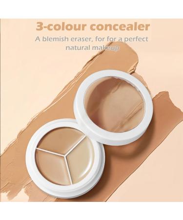 Full Coverage Cream Concealer Palette - 3 Color Makeup Contour Stick for Face Brightening & Shading - Buy Online on GoSupps.com