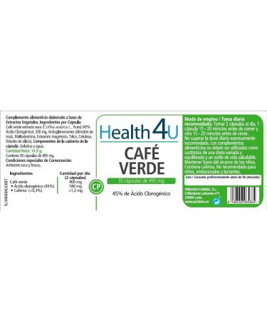  Health4U H4U Green Coffee 30 C psulas 495 mg - Buy Online on GoSupps.com