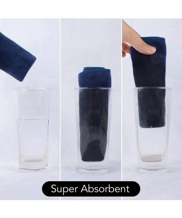 Fast-Drying Microfiber Facial Cloths - 6-Pack Navy Blue Makeup Remover & Washcloths (12x12 inches) - Buy Online on GoSupps.com