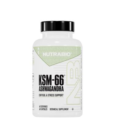 NutraBio Ashwagandha KSM-66 | Ashwagandha Herbal Supplement for Stress, Mood, & Performance | 600 MG of Clinically Studied KSM66 60 Capsules 60 Count (Pack of 1)