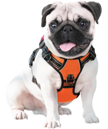 Phoepet Orange Dog Harness for Small Dogs - Adjustable Reflective Vest with Front Clip Handle & 2 Metal Rings | Easy On/Off (Size L) - Buy Online on GoSupps.com