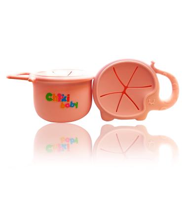 Chiki Baby Elephant Snack Cup for Toddlers | Spill Proof | Silicone and Flexible Made | Snack Catcher for Treats | Light Weight | Great for Toddlers and Kids | (Quartz Pink)