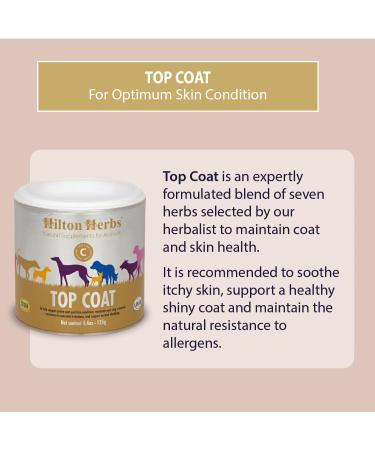 Hilton Herbs Top Coat Natural Dog Supplement. 100% Natural Ingredients. Healthy Skin and Shinny Coat. For Dogs with Itchy Skin Sensitive to Allergens or Prone to Itching. 125 g - Buy Online on GoSupps.com