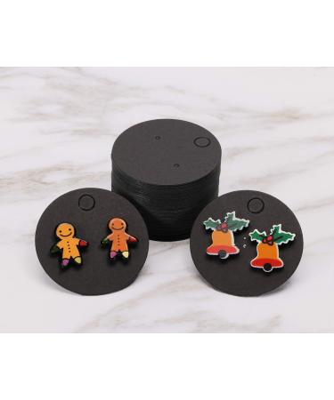 Shapenty 4cm Small Round Kraft Paper Earring Display Cards | Pack of 50 | Black Jewelry Price Label Tags - Buy Online on GoSupps.com