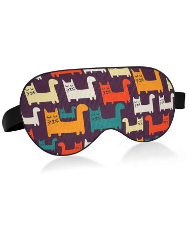 Haskirky Light Blocking Eye Mask Breathable and Adjustable Adult Men and Women Travel on Business Trips Yoga Meditation Light Smooth Comfortable Eye Mask Office Deep Sleep Goodies Colorful Cats Car