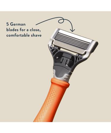 Harry's Men's Razor Set with Bright Orange Handle and 5 Razor Blade Refills + Travel Blade Cover and Shave Gel - Bright Orange - Buy Online on GoSupps.com