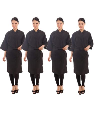 Salon Client Gown Robes Cape, Pack of 4, Hairdressing Gown Smock for Hair Stylist to Hair Cutting, Hair Coloring-Black XL-(Pack of 4)