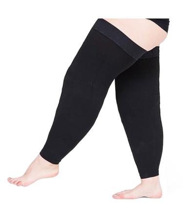 Runee Wide Leg Thigh Compression Stocking - 20-30mmHg Compression For People With Wide Calfs And Thigh (Black)