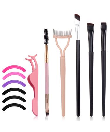 FIBOTY Eyelash Comb False Eyelashes Applicator Tool Eyelash Curler Refill Silicone Pads  Eyeliner Brushes 3Pcs and Angled EyeBrow Brush and Spoolie Brush