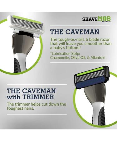 ShaveMOB 6-Blade Men's Razor Kit - Flex Head Handle with Trimmer + 12 Refills | The Caveman Shaving Kit 12 Pack - Buy Online on GoSupps.com