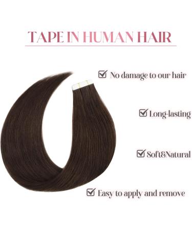 Sixstarhair Dark Brown Remy Tape In Hair Extensions Premium 100 Human Hair With Invisible Tape Attached Semi Permanent Hair Extensions 50g Color 2 Dark Brown 22inch  - Buy Online on GoSupps.com