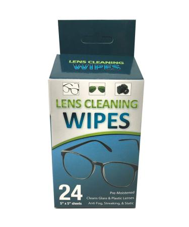 Lens Cleaning Wipes for Glasses Cameras & All Optical Devices (24 Wipes)