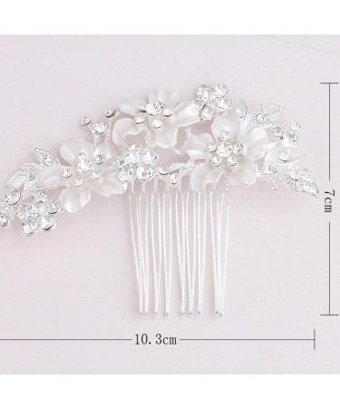 BSLVWG Wedding Hair Comb Bride Flower Wedding Hair Vines Silver Crystal Hair Piece Bridal Hair Accessories for Women and Girls - Buy Online on GoSupps.com