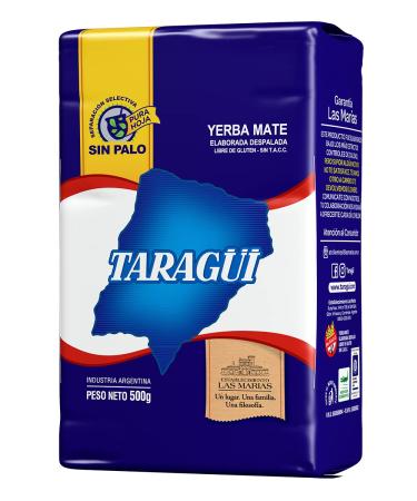 Taragui Mate-Tee Sin Palo Argentinian Mate tea without dust fleshy leaves without sticks or branches stimulating and energetic perfect replacement for coffee or energy drinks 500 g 500 g (1 Pack)