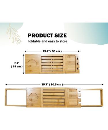 Luxury Bamboo Wooden Bathtub Tray Caddy - Adjustable Expandable Design with iPad/Book Holder - Fits Most Jacuzzis & Tubs - Great Gift Idea - 1 Pack - Buy Online on GoSupps.com