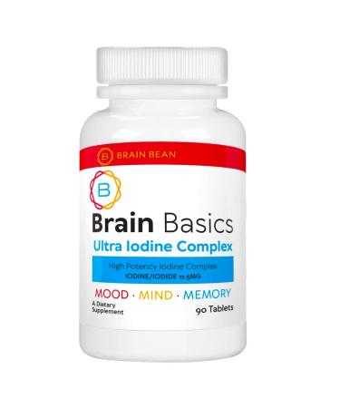 Brain Basics Ultra Iodine Complex Supplement for Thyroid Support, Iodine and Potassium Iodide in One, Iodine Supplement for Thyroid and Brain Health, 12.5 mg Iodine and Potassium Iodide - 90 Tablets
