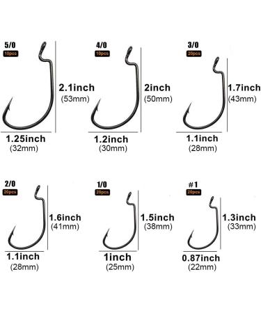 UCEC Fishing Hooks 100pcsbox Offset Wide Gap 2X Strong Worm Hooks for Bass Trout - Sizes 1-50 - Buy Online on GoSupps.com