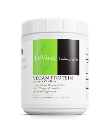 DAVINCI Labs Vegan Protein - Protein Powder Supplement for Muscle and Tissue Repair - with Pea Flax Seed and More - Creamy Vanilla Flavor - Soy and Gluten-Free - 15 Servings (14.9 Oz) Vanilla 15 Servings