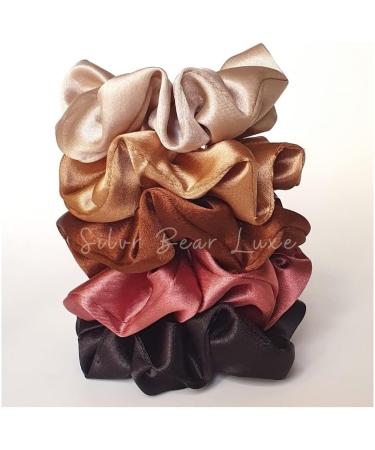Silvr Bear Luxury Satin Scrunchies SAME 10 COLORS AS PIC Anti-Hair-Breakage Hair Ties Scrunchies Set for Girls Women Best gift for Sister Friend Mom (Earthy Shades) - Buy Online on GoSupps.com