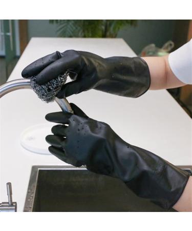 SEPTAM Cleaning Gloves Household Gloves Black Washing Waterproof Plastic Rubber Household Cleaning Anti-slip Durable Kitchen Dishwashing - Buy Online on GoSupps.com