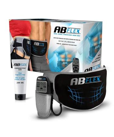 ABFLEX - abdominal belt for slim tight abdominal muscles - with remote control for quick and easy adaptability - 99 intensity levels and 10 workout black