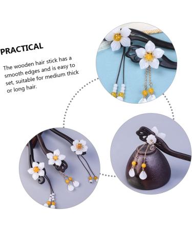 LALAFINA Antique Flower Hairpin Hair Clip Hair Barrettes Hairpin for Women Hair Stick Hair Bun Pin Chinese Hair Fork Hair Decorations Hair Bun Sticks Wooden Girl Accessories Women's - Buy Online on GoSupps.com