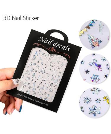 3D Christmas Holographics Silver Manicure Decor Self Adhesive Nail Art Stickers Transfer Decals(188) Style188 - Buy Online on GoSupps.com