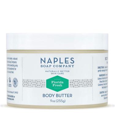 Naples Soap Natural Body Butter - Rich Cocoa Shea Body Butter Made For Women With No Harmful Ingredients - Natural Skin Care For Nourished And Moisturized Skin - 9 oz  Florida Fresh Citrus
