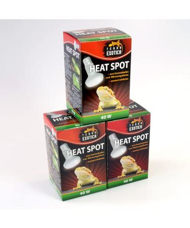 Terra Exotica Heat Spot 40 Watt -3 Packing Heat Spot for Reptiles - 25W 40W 60W 75W 100W 150W - Terrarium Heat Spotters - Terrarium lighting - heat lamp (3 40 W) 40 W 3