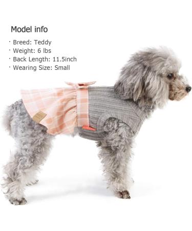 KYEESE Pink Plaid Dog Dress with Bowtie - Small Dog/Cat Sweater Dress - Buy Online on GoSupps.com