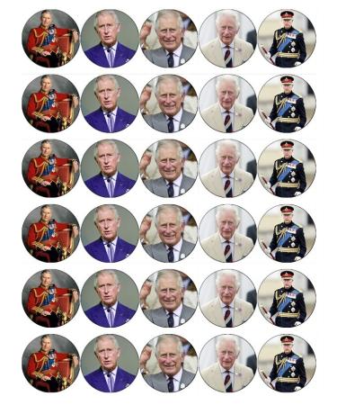30 King Charles III Roayl Family Coronation Cupcake Toppers Edible Wafer Paper Fairy Cake Toppers Birthday Cakes
