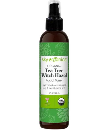 Sky Organics Organic Tea Tree Witch Hazel Toner for Face, USDA Certified Organic to Purify, Hydrate & Balance, 8 fl . Oz.