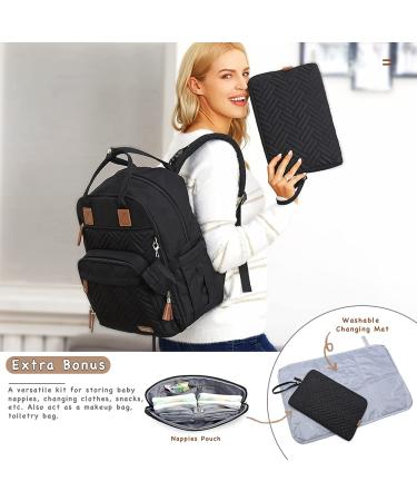 Iniuniu Baby Diaper Backpack - Large Multifunctional Diaper Bag with Changing Pad & Pacifier Holder - Stylish & Practical for Moms & Dads - Black - Buy Online on GoSupps.com