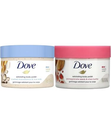 Dove Exfoliating Body Scrub with Macadamia, Rice Milk, Pomegranate Seeds, and Shea Butter - Buy Online on GoSupps.com