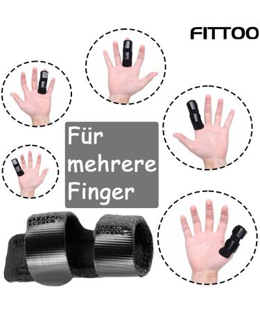 Fittoo Finger Splint for Arthritis & Tendonitis Relief - Protective Support for Index Middle & Ring Fingers - Black - Optimal Nighttime Comfort - Buy Online on GoSupps.com