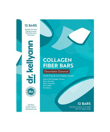 Dr. Kellyann Keto Collagen Fiber Bar - High Fiber, Low Carbs, Gluten-Free, Non-GMO, No Artificial Sweeteners - Coconut Dark Chocolate Snack (12 bars) - Buy Online on GoSupps.com
