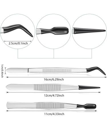 3-Piece Rubber Tipped Tweezers Set for Crafts and Jewelry - Black - Buy Online on GoSupps.com