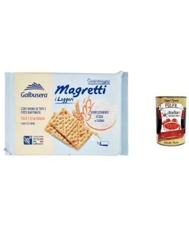 Italian Gourmet E.R. Galbusera Magretti Malt and Barley Cookies 380g + Italian Gourmet Polpa 400g Set of 6