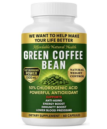 Heaven's Gate Green Coffee Bean Extract Capsules - Standardized to 50% Chlorogenic Acids - 1000 mg per Serving - 60 Capsules - Non-GMO Gluten-Free Made in USA