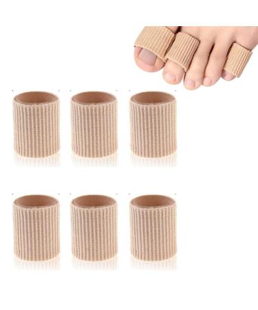 Toe Cushion Tubes Set of 6 Soft Gel Protectors for Corns Blisters Calluses - Toe Sleeves for Pain Relief Value Pack-L Large Brown