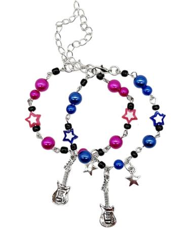 Kuaiyiju Couples Guitar Charm Bracelets - Adjustable Pearl Jewelry for Friendship & Fashion - Buy Online on GoSupps.com