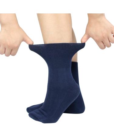 Diabetic Crew Socks for Women and Men - Non-Binding Loose Top Dress Socks (5 Pairs, Navy) - Buy Online on GoSupps.com