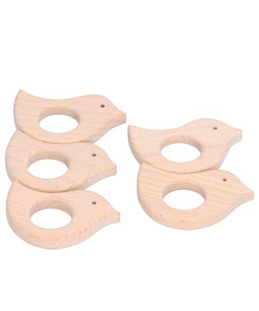 Wooden Bird Shape Teether Soothing Toy for Baby Teething Handmade DIY Pendant Accessories