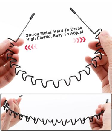 UMUACCAN Metal Hair Bands 2 Pack - Black Wavy Spring Sport Headbands for Men and Women - Non-Slip Elastic Fashion Hair Hoop Clips - Buy Online on GoSupps.com