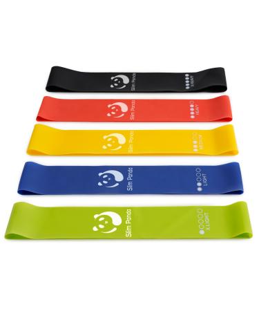 Slim Panda Resistance Bands Elastic Exercise Loop Bands for Home Fitness Workouts Strength Training Gym Natural Latex Fitness Workout Bands with 5 Resistance Levels for Yoga Stretching Pilates 5 Pcs(Black Red Yellow Blue Green)