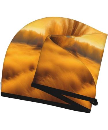 Autumn Golden Grass Coral Velvet Dry Hair Cap - Anti Frizz for Curly Long & Thick Hair - International Shipping Available - Buy Online on GoSupps.com